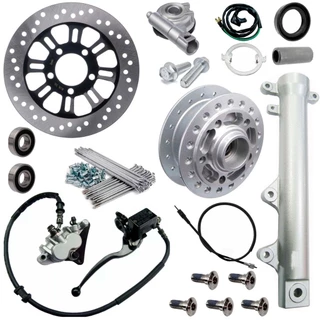 Kit Sistema Freio A Disco Cg Titan Fan 150 Mix 2009 A 2013 Pinça Cubo Roda Jogo Raio Burrinho Flexível Stilo