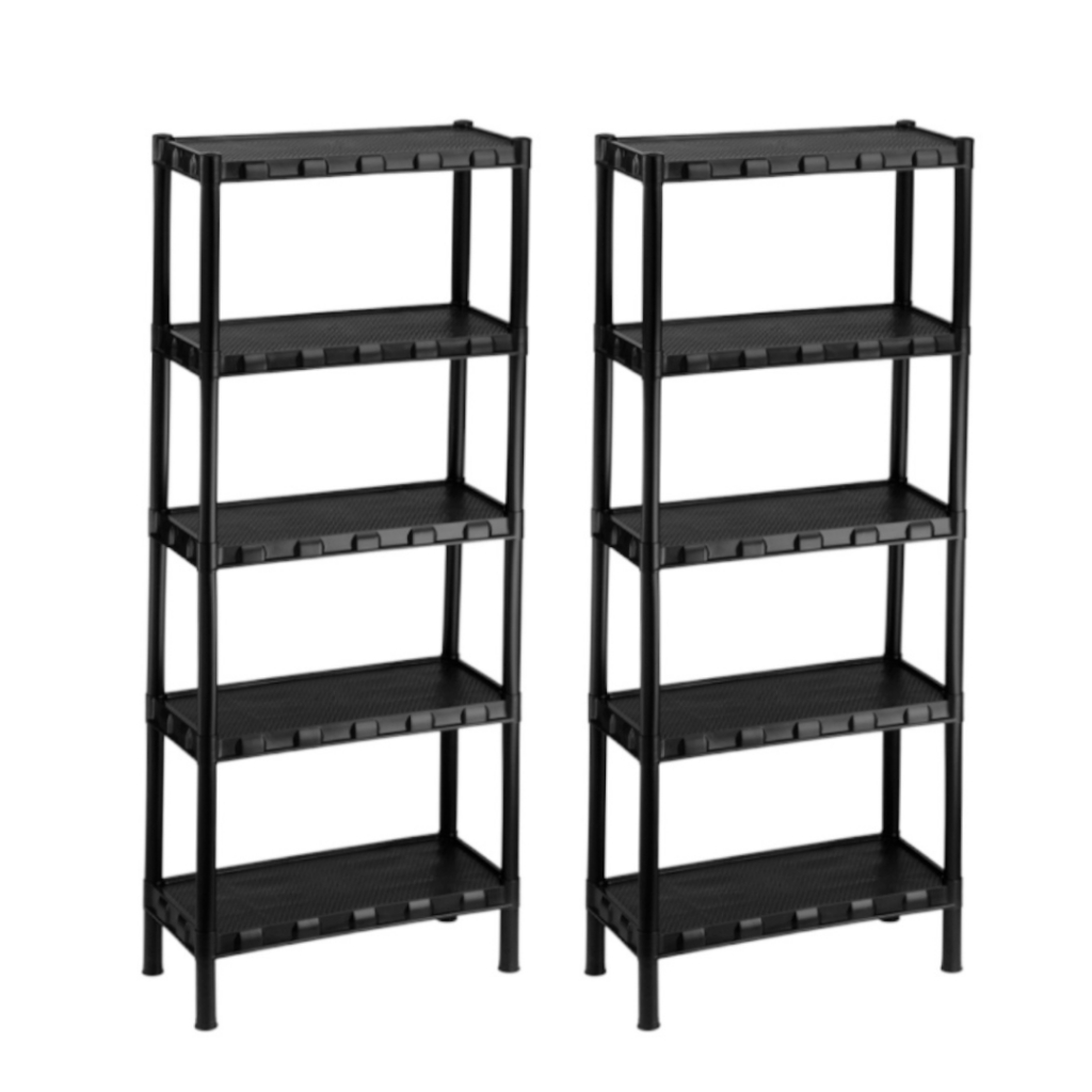 Kit Com 2 Estantes Prateleira Multiuso Modular Organizadora Plástico com 5 Prateleiras - COM PEZINHOS