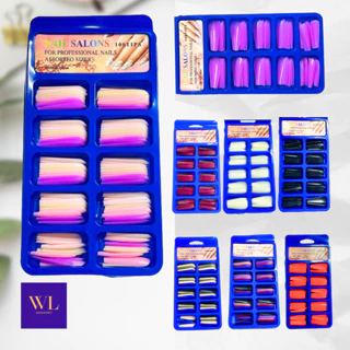 100 Tips Peças Unhas Postiças Decoradas Realista Quadrada Decorada Natural/Várias Cores em Oferta na Shopee
