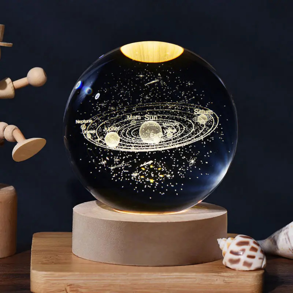 Luminária Esfera Cristal Mesa Led Planeta Enfeite Quarto Top