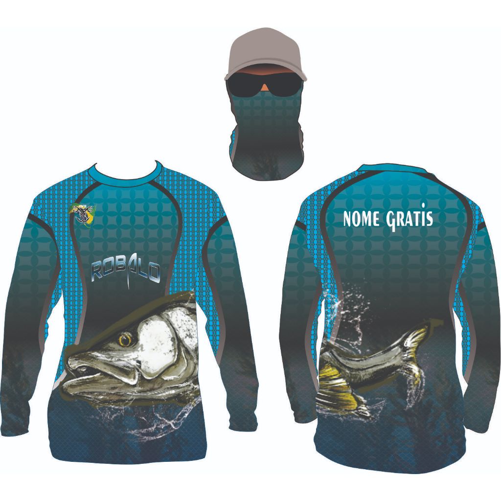 Camisa Para Pesca Com Proteção UV50 Personalizada com seu Nome Gratis +  Bandana ref31