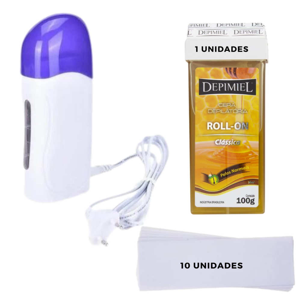 KIT Aparelho Aquecedor De Cera Quente Roll On + Refil De Cera Rolon ...
