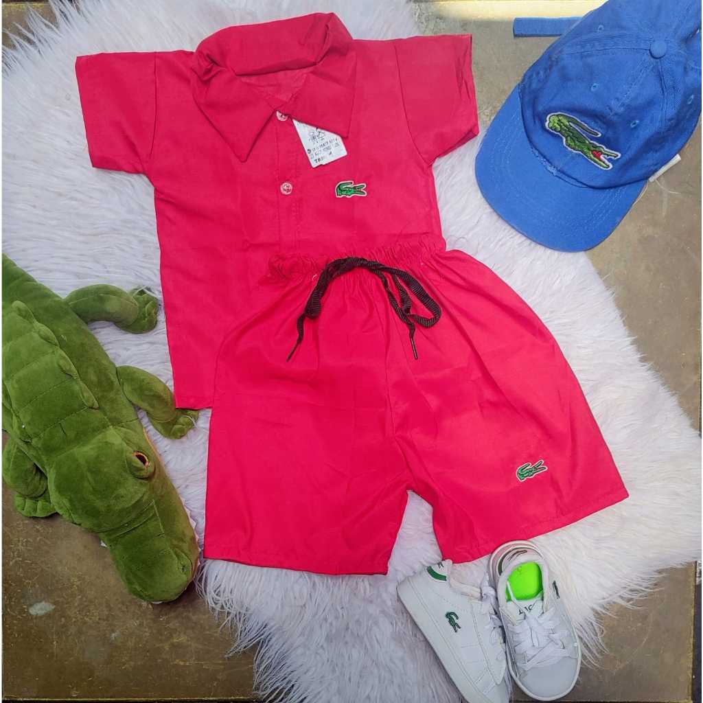 Conjunto Lacoste Mauricinho com logo bordado camisa e short Roupa ...