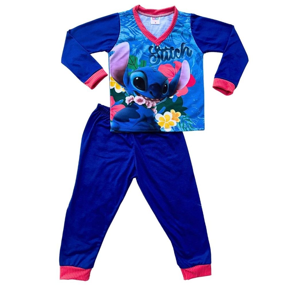 Pijama Stitch Calça e Camisa Manga Longa Infantil | Shopee Brasil