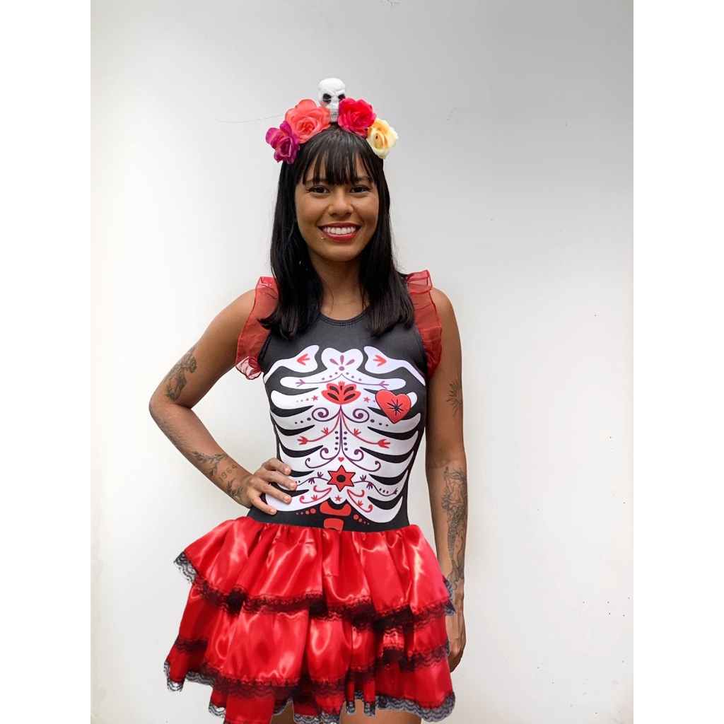 FANTASIA CAVEIRA MEXICANA DIA DAS BRUXAS DIA DOS MORTOS MÉXICO