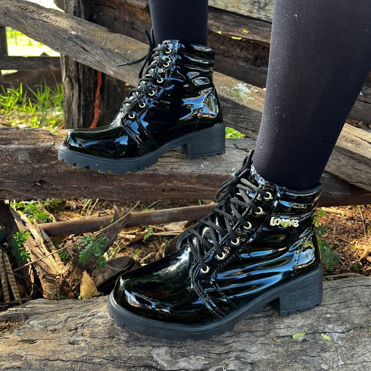 Shop Coturno Coturno Preto Verniz Feminino Bota Coturno Feminino