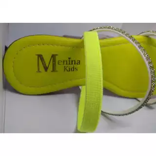 Menina Kids Sandália Rasteirinha Strass Brilho Cristal /Verde Elástico
