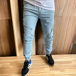 Calça Masculina Jogger Rasgada Jeans Slim Sarja Lançamento BERMUDARIA F&C