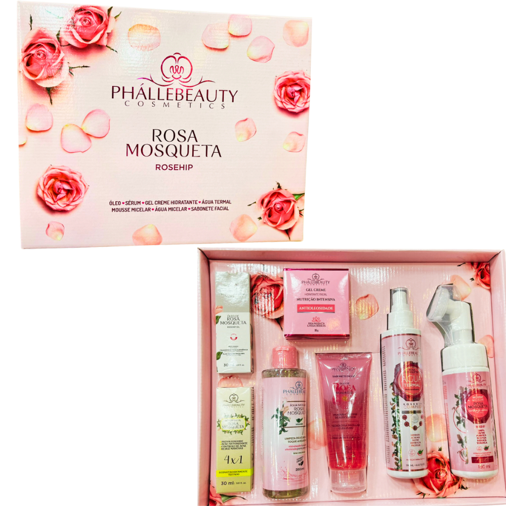 Kit Skin Care Rosa Mosqueta 7 itens - Phallebeauty | Shopee Brasil