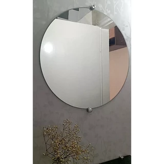 Espelho Decorativo Lapidado Redondo 40cm + Kit Instalação Completo