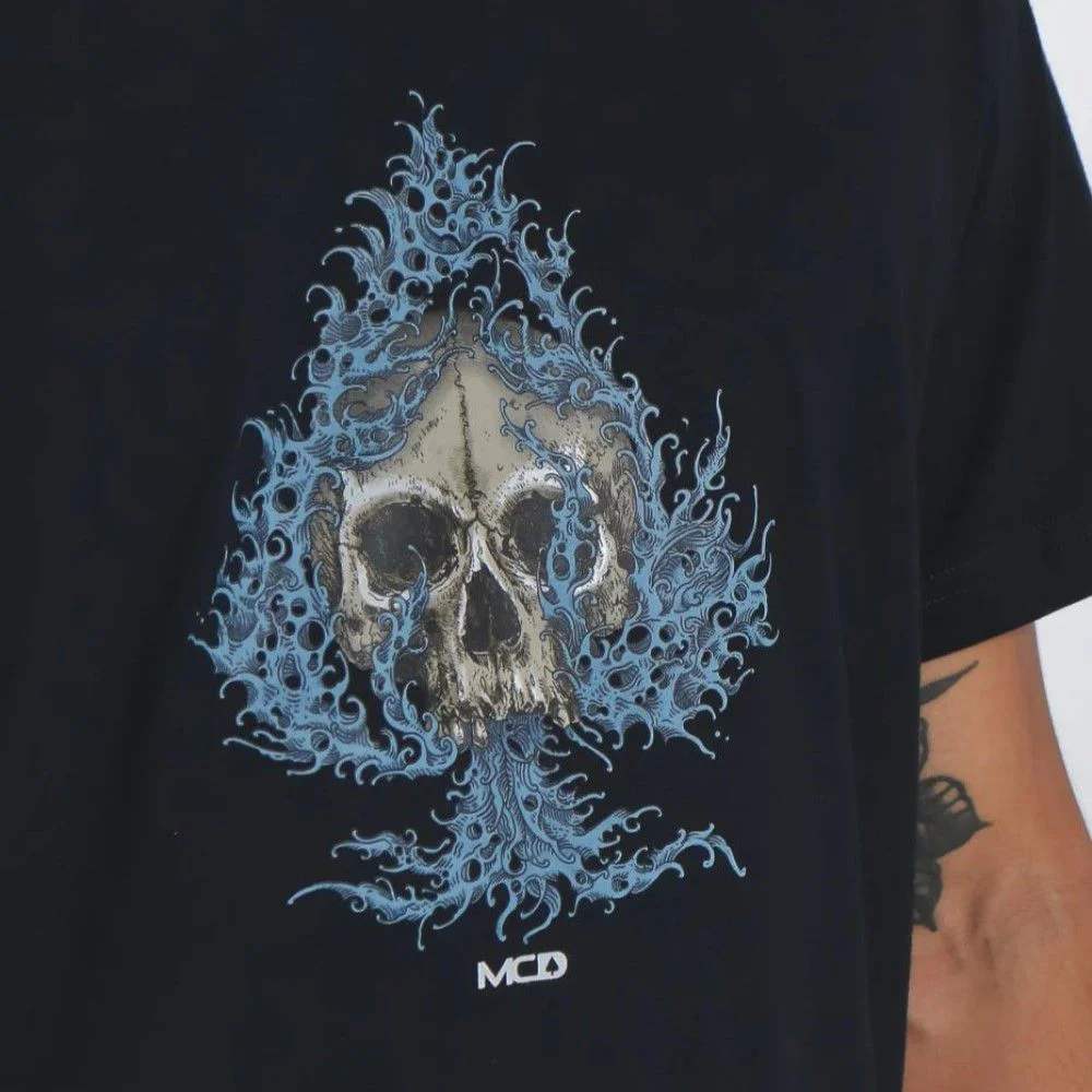 Camiseta Unissex MCD Caveira Fogo 100% ALGODÃO