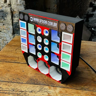 mini paredão 3 graves e 6 médios com leds e controle, 30w
