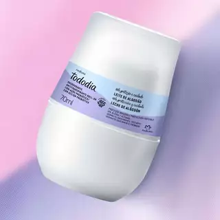Desodorante Roll-on Tododia Algodão 70ml, Antitranspirante, Natura Cosméticos, 48h de proteção.