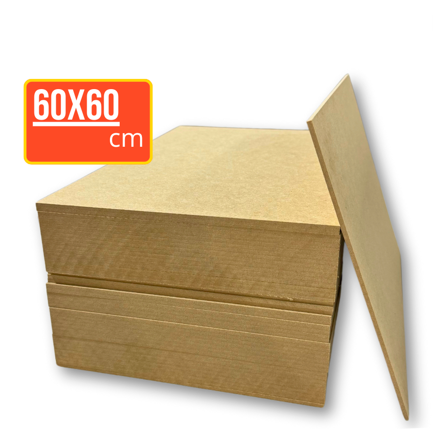Chapa MDF 60x60 cm Placa 3mm – LOTE 02, 10, 25 Unidades – Artesanato, Sublimação, Quadro, Decoração