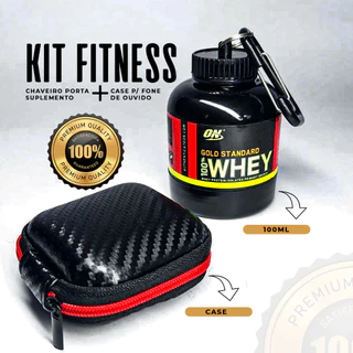 Porta suplemento whey 100ml + CASE PARA FONE - Mini - kit fitness - CHAVEIRO suplemento Envio Rápido