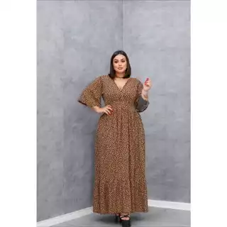 Vestido Saia Babado 3 Marias Luxo Gola V Discreto Com Manga Estilo Sino Casual Social Plus Size