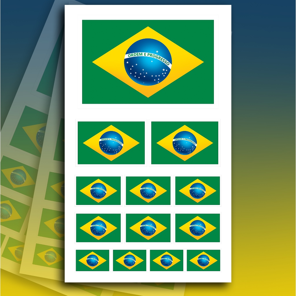 13 Adesivos bandeira do Brasil - Caminhão, Carro, Moto, Capacete, Geladeira, Janelas, Decoração