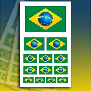 13 Adesivos bandeira do Brasil - Caminhão, Carro, Moto, Capacete, Geladeira, Janelas, Decoração