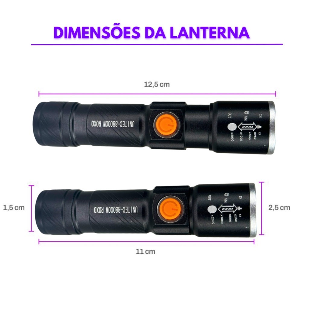 Lanterna De Led Potente Luz Negra Ultravioleta Uv Escorpião Y-7055 ...