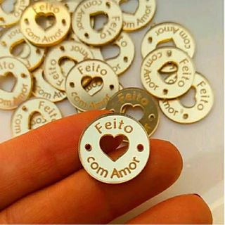 kit com 30 Tags Escrita Feito com Amor REF: CORAÇAO VAZADO
