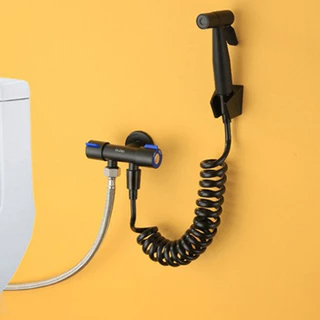 Conjunto de spray para bidê preto/Prateado. 4 em 1 SUS304 com válvula de aço inoxidável para banheiro
