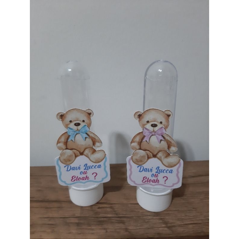 Kit 40 tags de ursos chá de revelação personalizadas para tubetes/ Urso Chá de Revelação