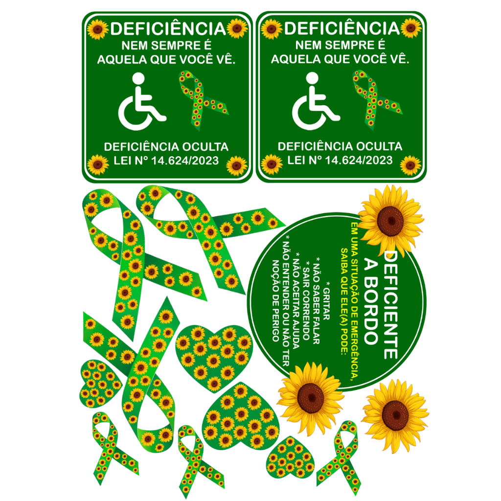Adesivo Deficiência Oculta Deficiencia Oculta Autismo TDAH TEA Adesivo ...