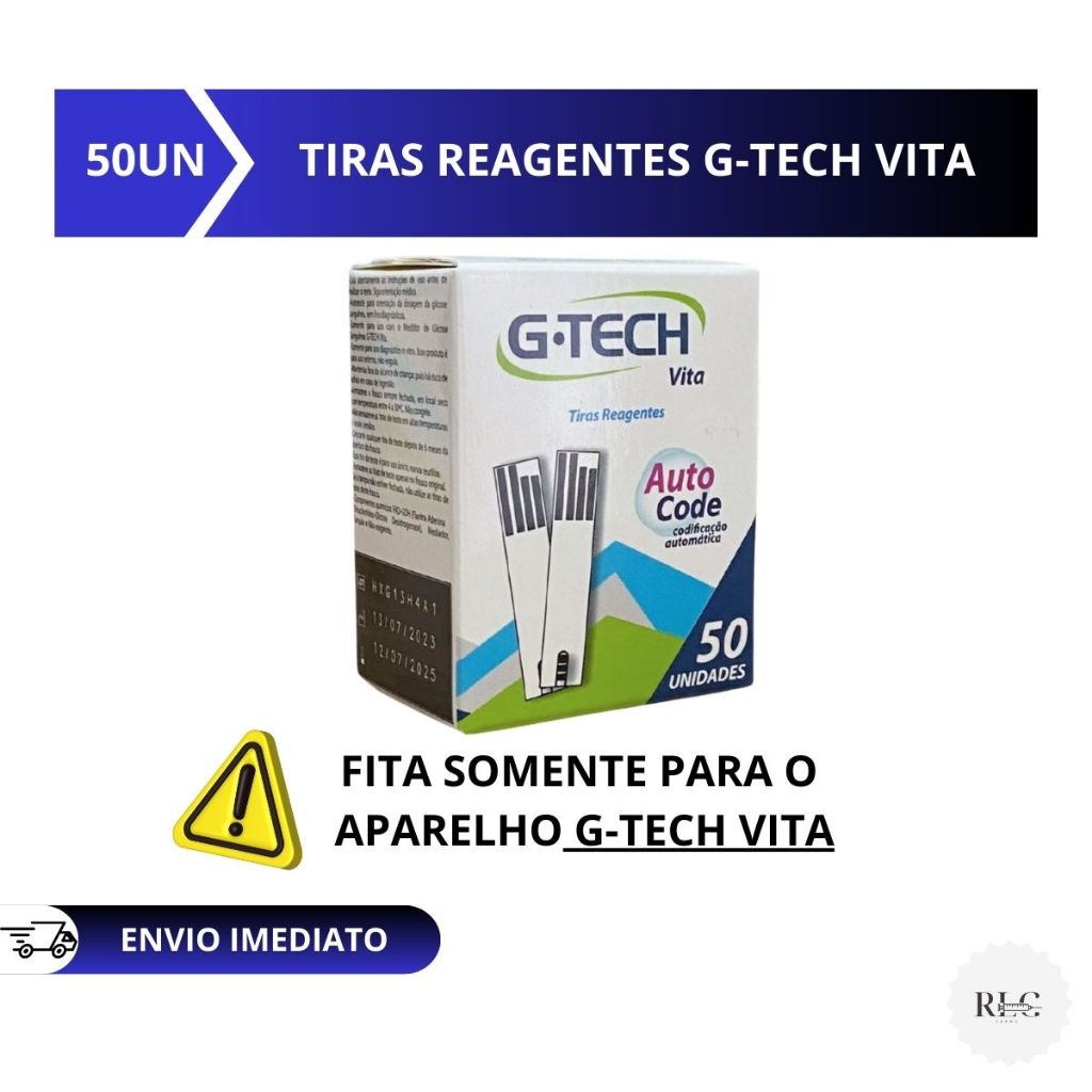Tiras de Glicemia G-tech VITA Fitas de Glicose 50 Unidades **SOMENTE NO APARELHO GTECH VITA**