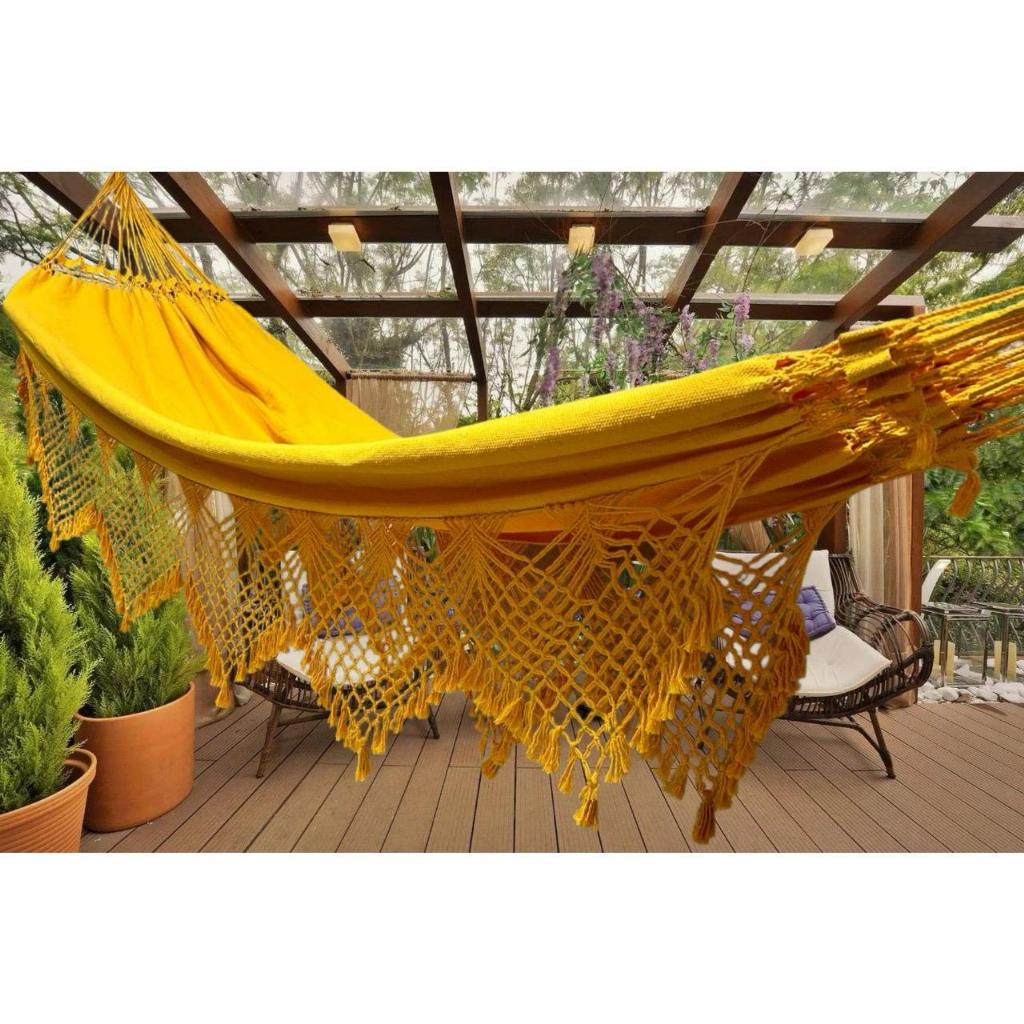 Rede De Dormir Descanso Casal Luxo Varanda Artesanal Decorativa ...
