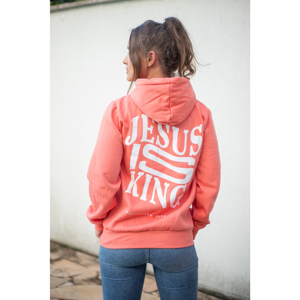 Jesus Is King Blusa De Frio Gospel Moletom Capuz Estampado Moda