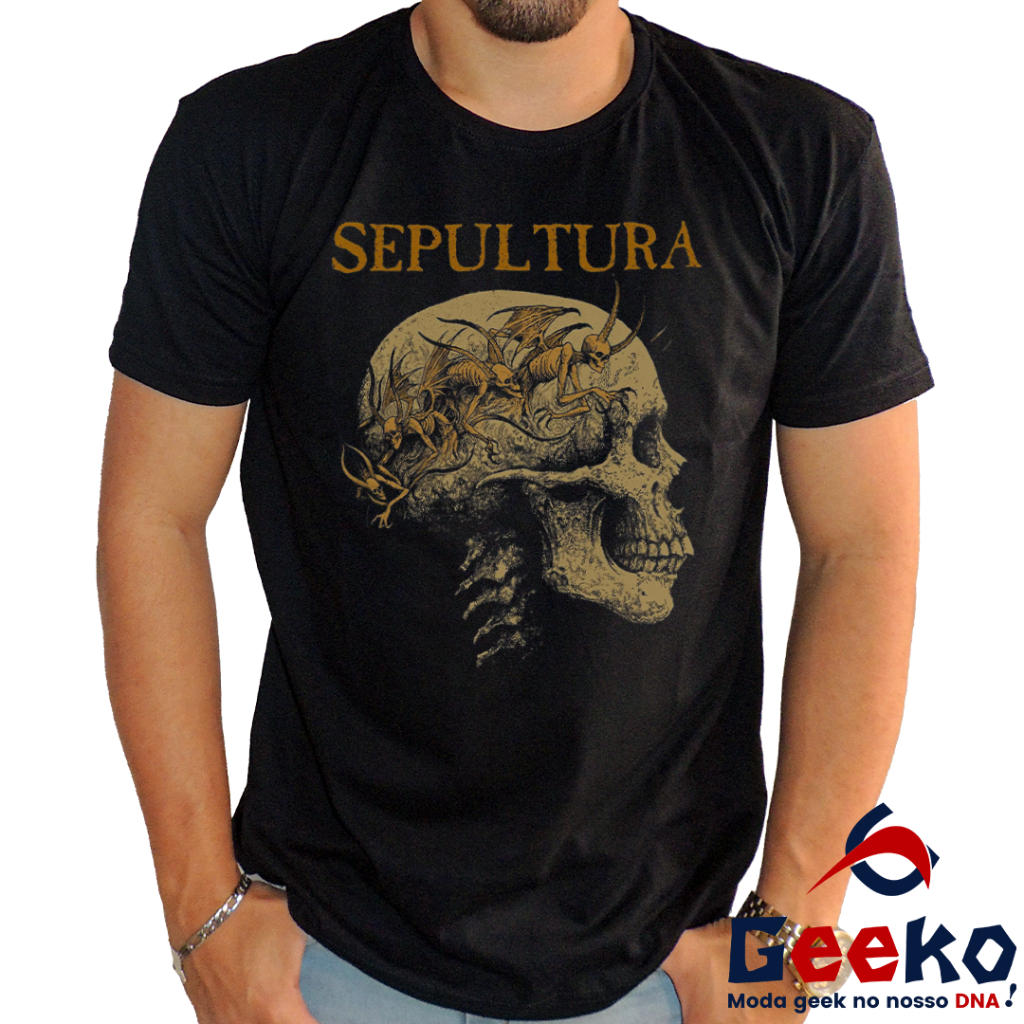 Camiseta Sepultura 100% Algodão - Rock Nacional - Geeko