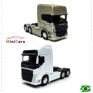 kit 2 Miniaturas Cavalo Scania + Cavalo Volvo FH carrinho de coleção
