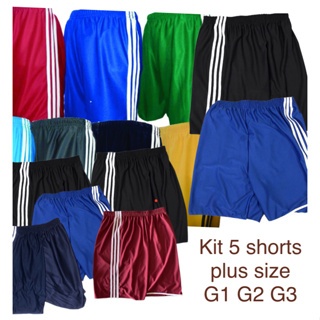 KIT 5 Short plus size - Masculino Esportivo (Futebol, Corrida, Academia, Piscina, Praia)