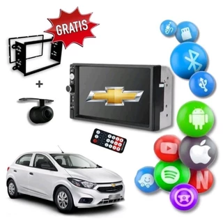 Kit Central Multimídia Mp5 2din Onix/Prisma/ Cobalt/ Spin( até 2021)Espelhamento Bluetooth + moldura + câmera de ré