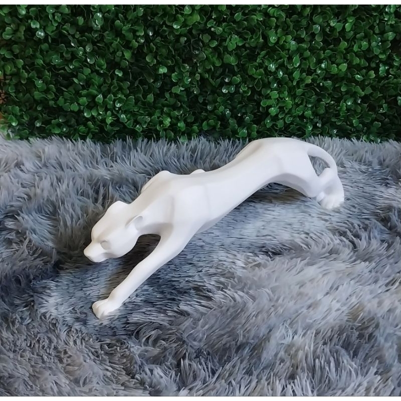 Estatueta pantera enfeite gesso cru 37cm