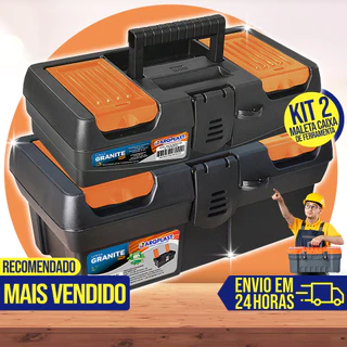 Kit 2 Maletas Caixa de Ferramentas Grande Reforçada Organizador Tática Resistente Cabe Makita Parafusadeira Eletricista