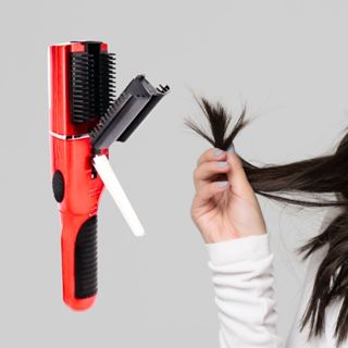 Maquina De Corte Cabelo Bordado Removedora de Pontas Duplas Aparador Bivolt Vermelho Preto Cinza