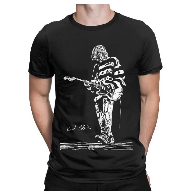 Camiseta a Kurt Cobain Estilo de Rua Algodão Unissex