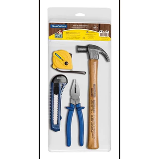 Kit Ferramentas Martelo Trena Alicate Tramontina 4 PÇ