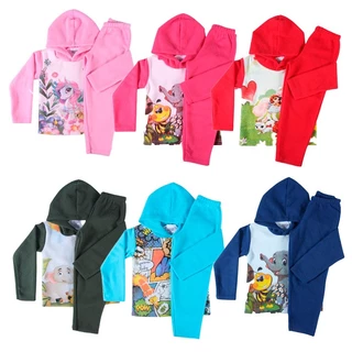 Conjunto 1 ao 8 Calça e Blusa de Soft estampado Quentinho Várias Cores Infantil de Inverno bebe MENINO MENINA