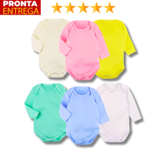Body Infantil Para Bebê Manga Longa Liso