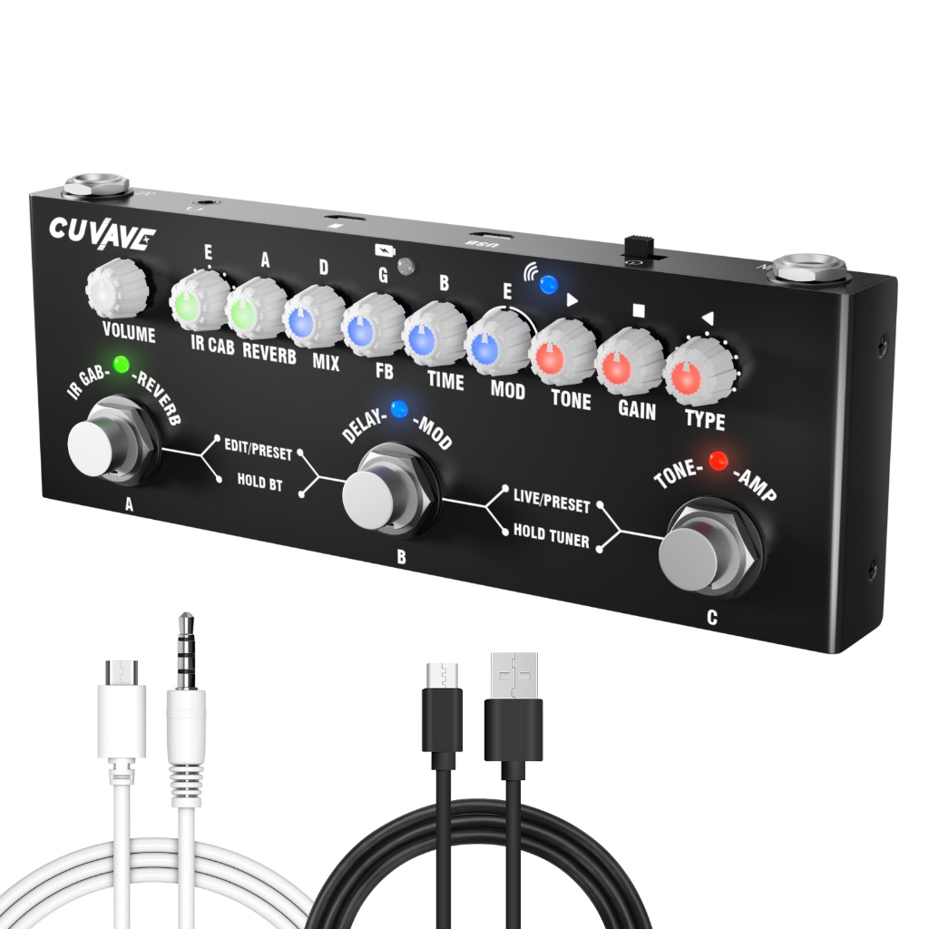 CUBE BABY Guitarra eléctrica Pedal de efeitos combinados Função de interface de áudio de gravação de telefone com reprodução de música sem fios