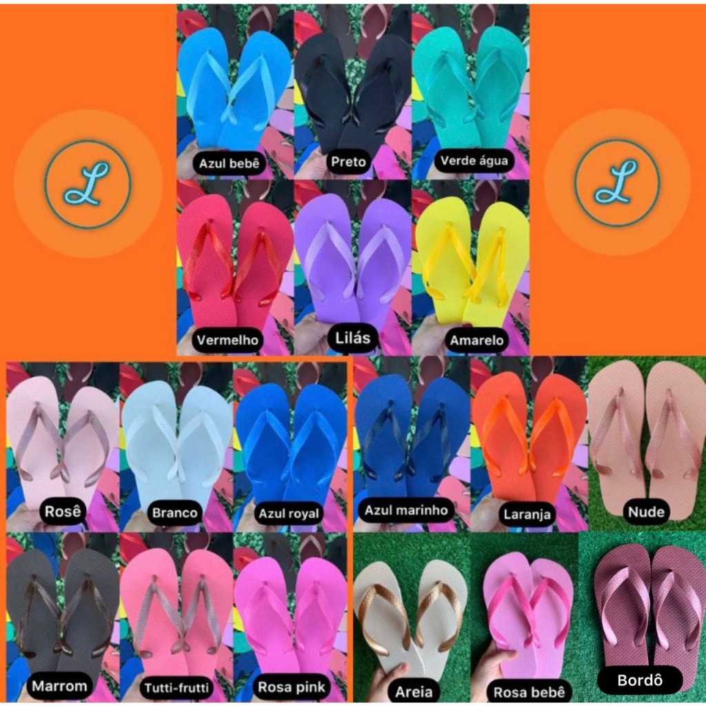 Lote 20 pares de Chinelo Modelo Tradicional Mescla - COLORS | Shopee Brasil