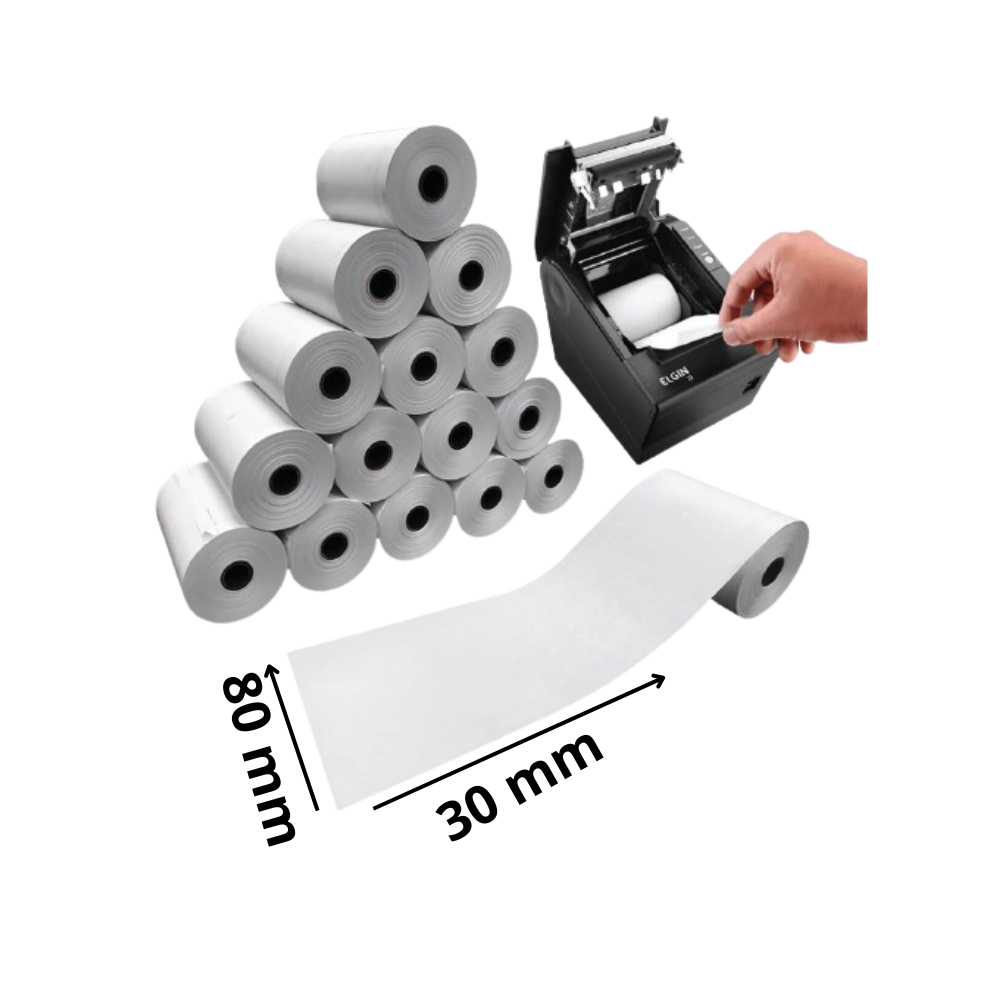 Bobina impressora térmica pdv 79mm x 30 mm c/30 U. | Shopee Brasil