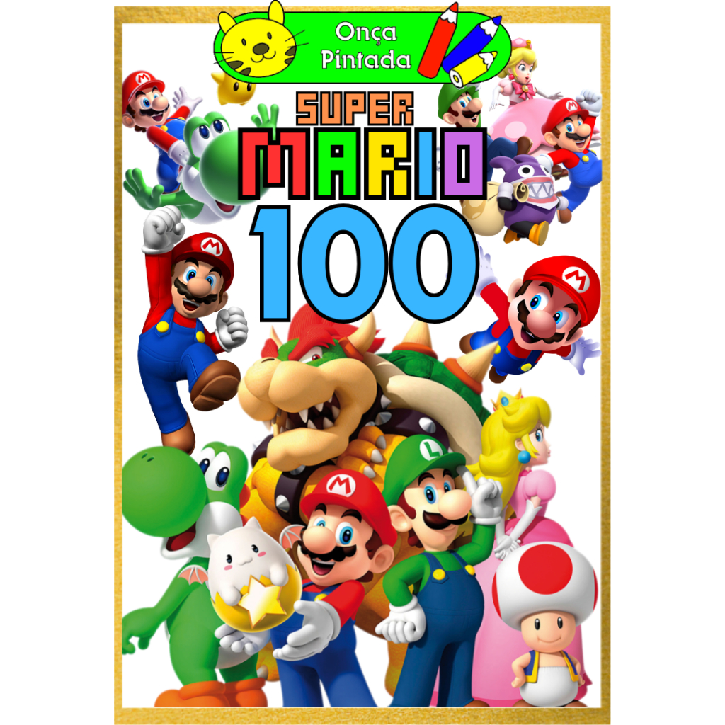 Kit 100 Desenhos Para Colorir, Super Mario, Folhas A4, 2 desenho por folha, o melhor da shopee, envio imediato.