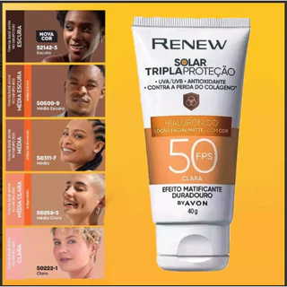 Escolha sua cor - Protetor facial Avon Renew com cor 40g