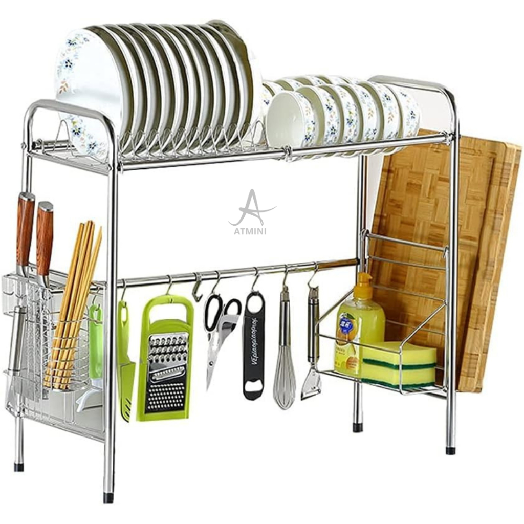 Escorredor de Louça Suspenso Modular Cozinha Autossustentável Organizador de bancada em aço inoxidável