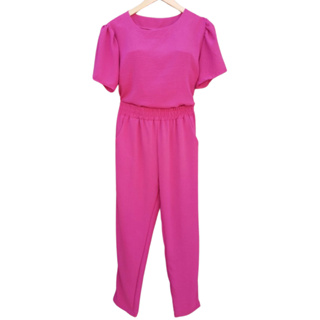 CONJUNTO FEMININO LISO CASUAL ELEGANTE TECIDO DUNA COM BLUSA E CALÇA - PINK