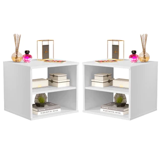Conjunto 2 Mesas de Cabeceira Suspensa Condessa com Nicho - Design Moderno Ideal para Quarto Cama