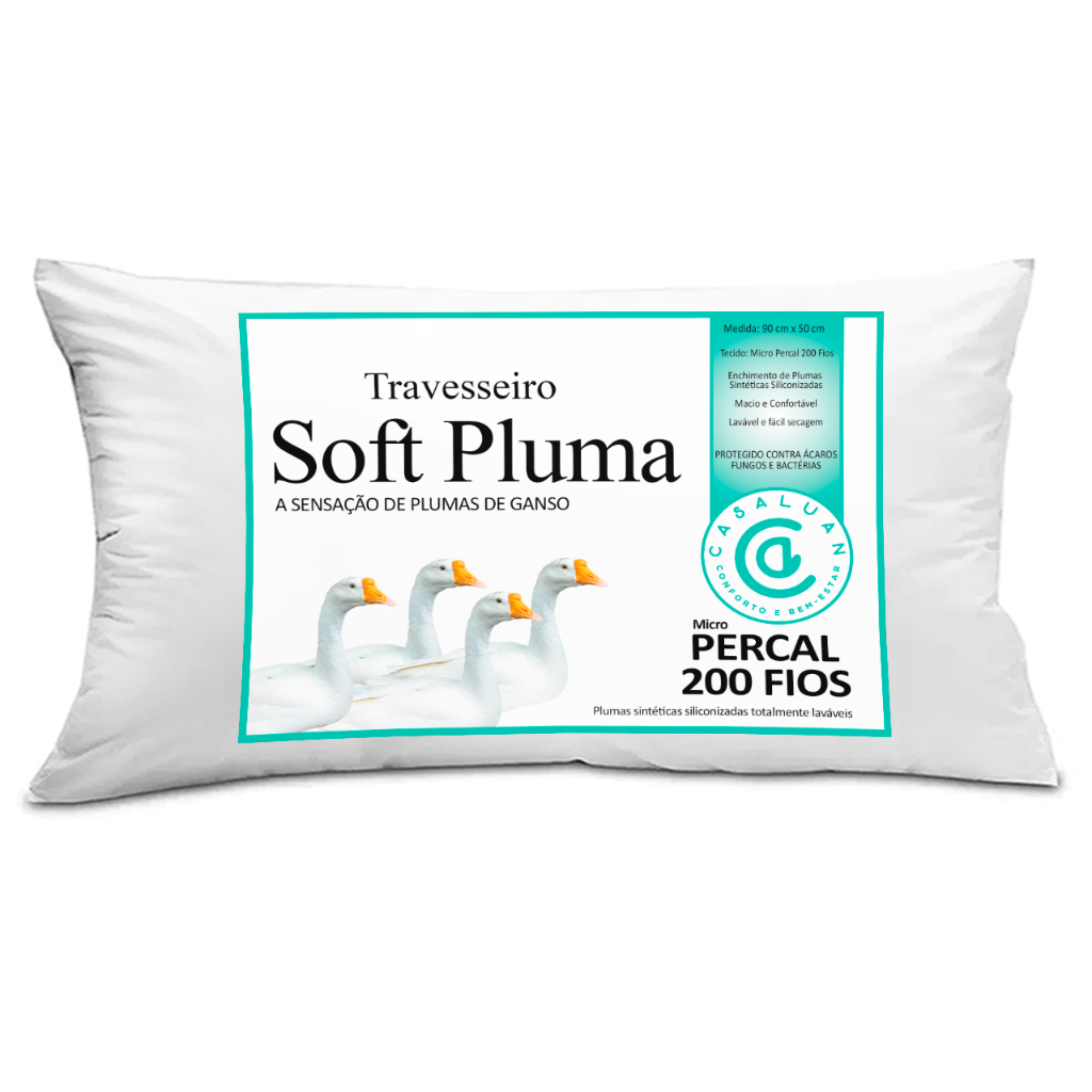 Travesseiro King Soft Pluma de Ganso Sintética 90x50 Macio Para ...